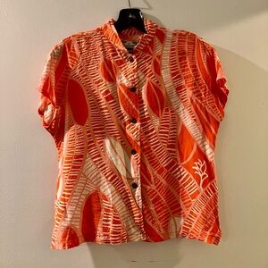 Manuhealii Blouse; Hole/Loose Thread on Lower Right Front; Some Wear in Armpits